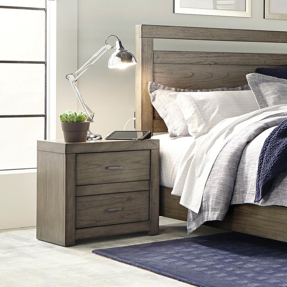 Riva Ridge Modern Loft 2-Drawer Nightstand in Greystone, , large