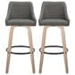 LumiSource Hannah Swivel Bar Stool with Dark Grey Faux Leather Upholstery in Whitewashed and Black (Set of 2), , large