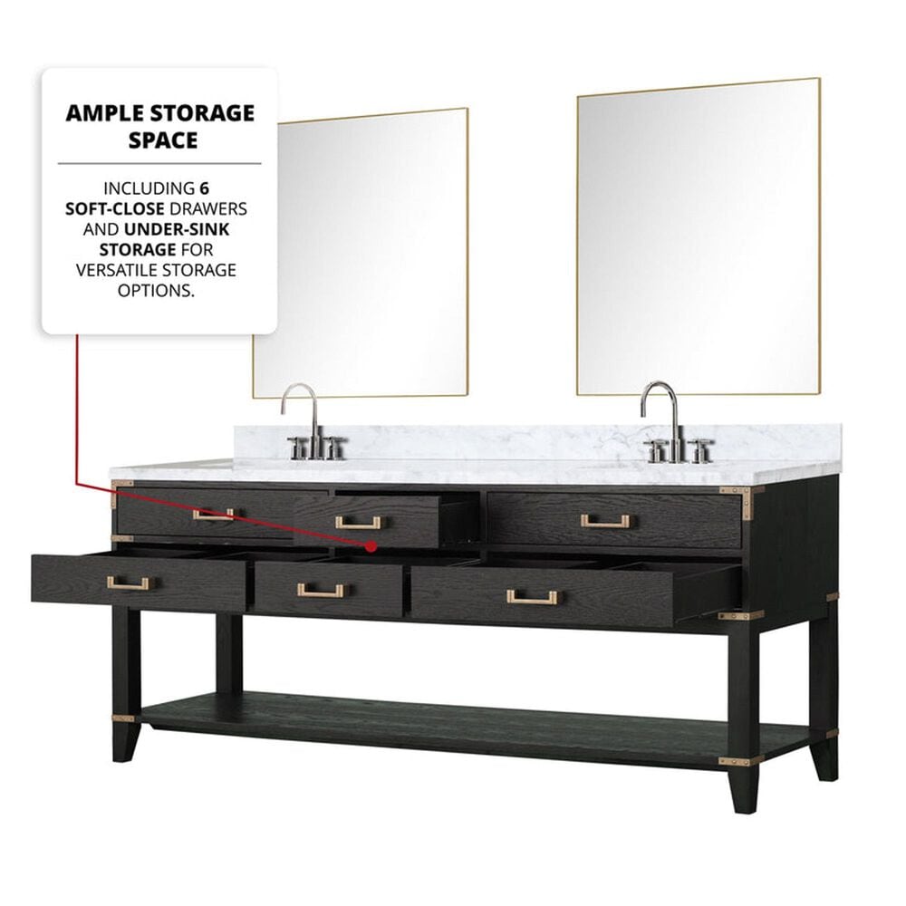 Lexora Home Norwalk 84&quot; Double Bathroom Vanity in Black Oak with White Cultured Marble Top  and Rectangle Sink, , large