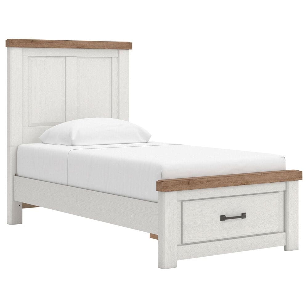 Ashley Savonport Twin Storage Panel Bed in White and Brown, , large
