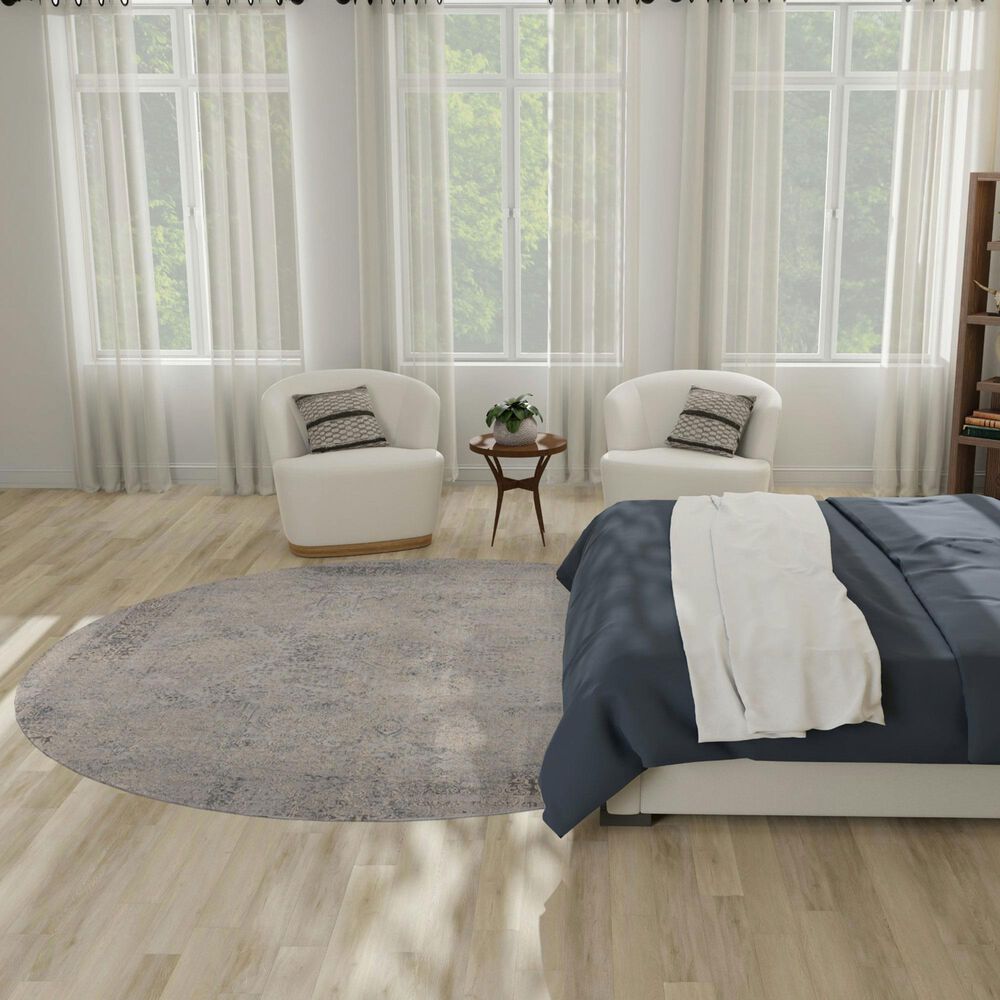 Nourison Rustic Textures Ivory and Light Blue 7&#39;10&quot; Round Area Rug, , large