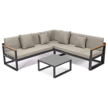 Leisuremod Chelsea 3-Piece Patio Adjustable Sectional Set with Beige Cushion in Black, , large