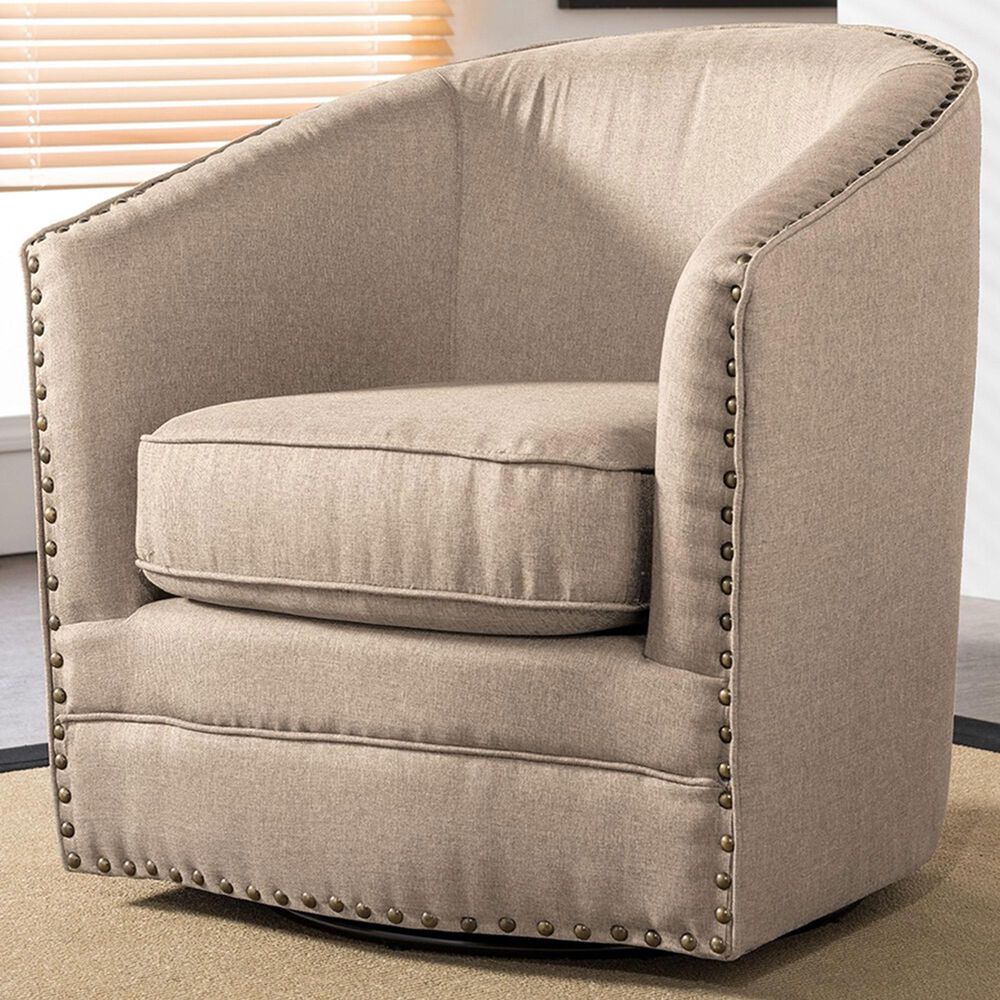 Baxton Studio Porter Swivel Chair in Beige, , large