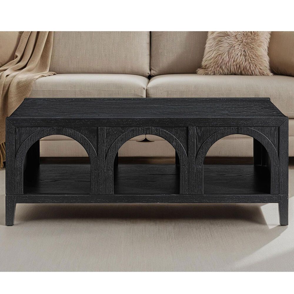 Crystal City Fitzgerald 48" Cathedral Coffee Table in Rich Black, , large
