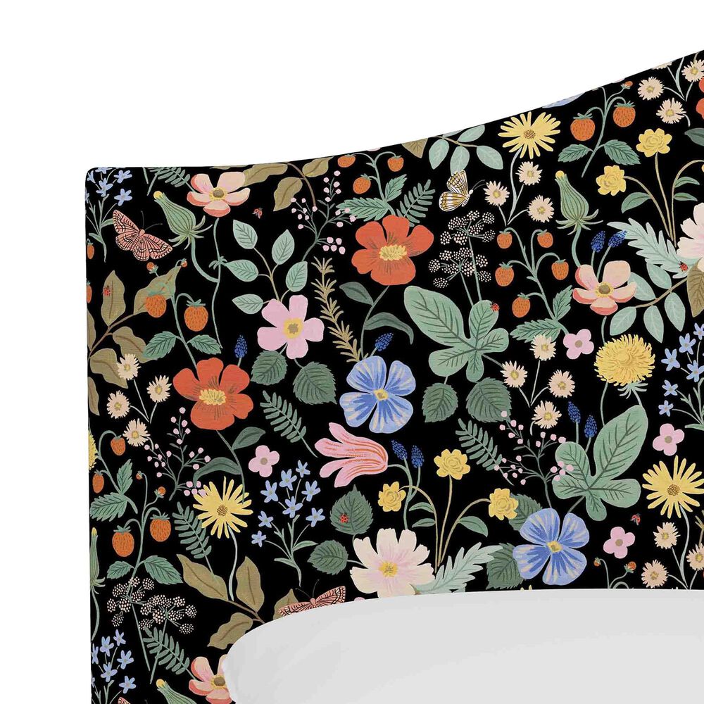 Rifle Paper Co Crafted by Cloth &amp; Company Mayfair King Headboard in Aviary Black and Cream, , large