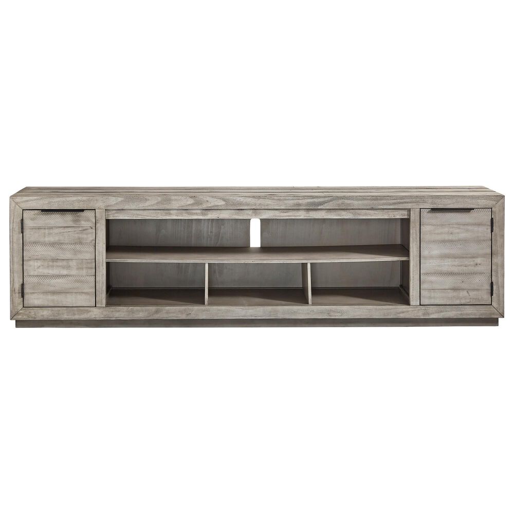 Ashley Naydell 92" XL TV Stand in Weathered Light Gray, , large