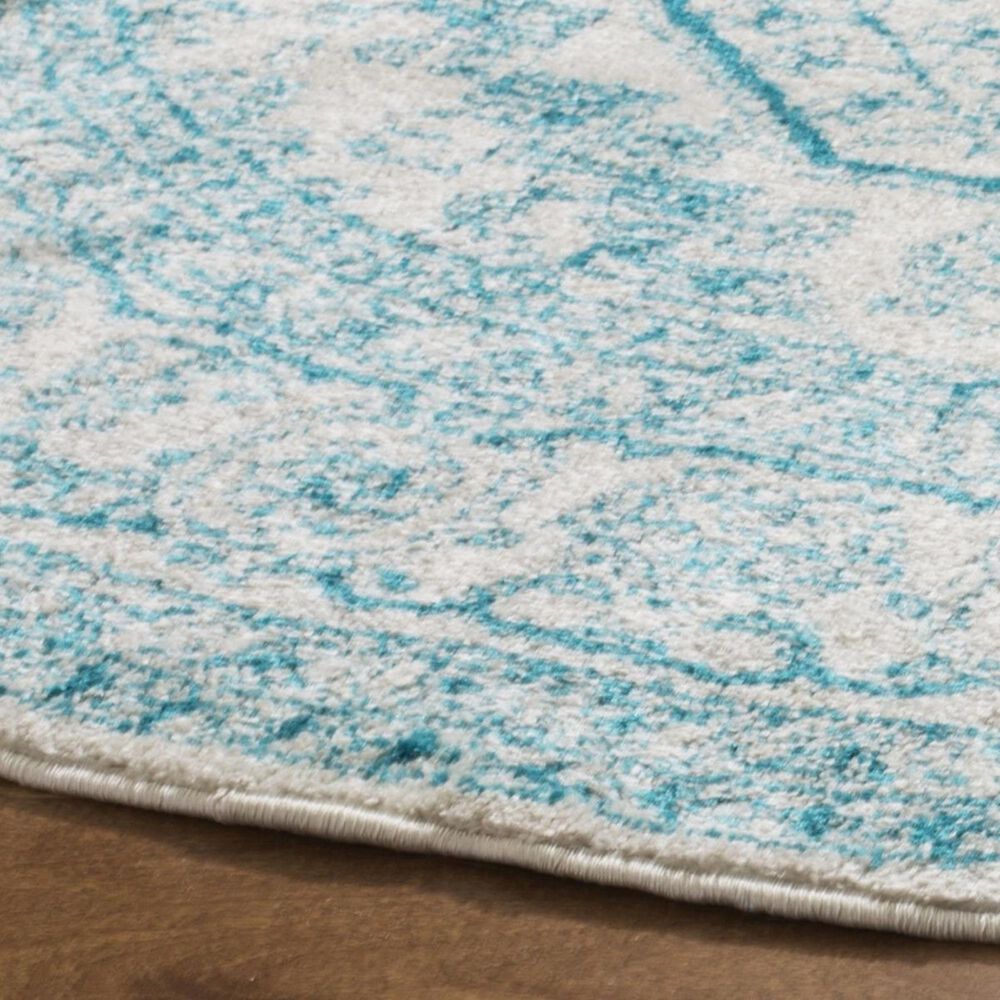 Safavieh Adirondack ADR108G 6&#39; Round Ivory and Teal Area Rug, , large