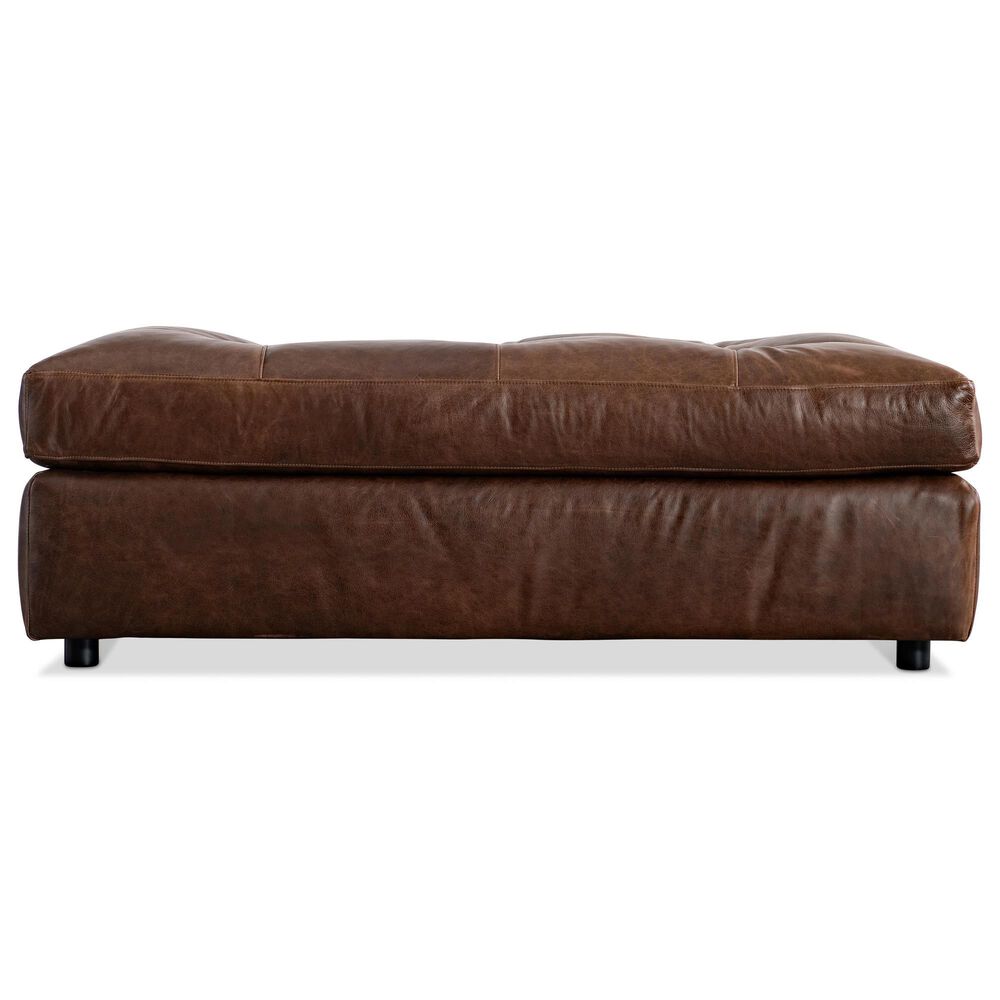 Bernhardt Nest Leather Ottoman in Brown, , large