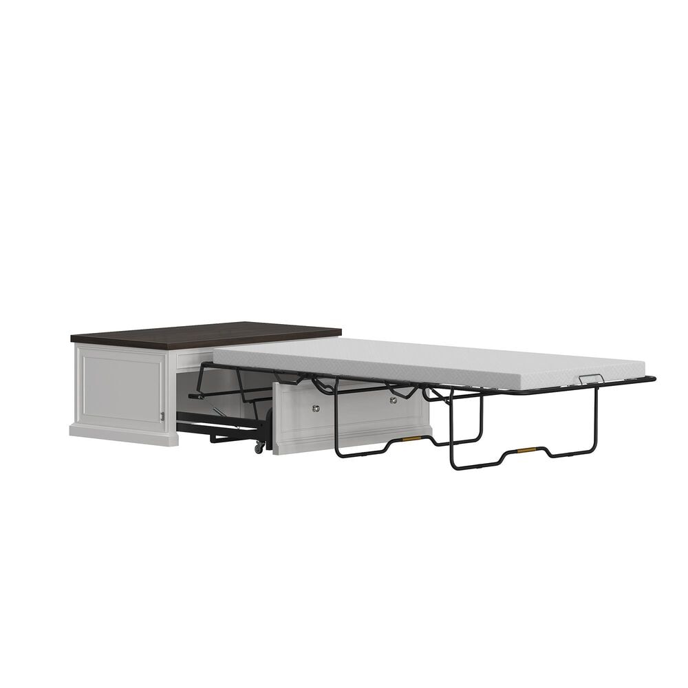 Richlands Furniture Soren Lift Top Dream Console with Twin Convertible Bed in White and Brown, , large