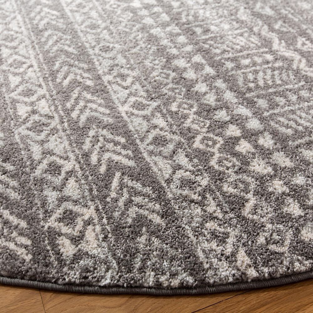 Safavieh Tulum Transitional 6&#39;7&quot; Round Dark Grey and Ivory Area Rug, , large