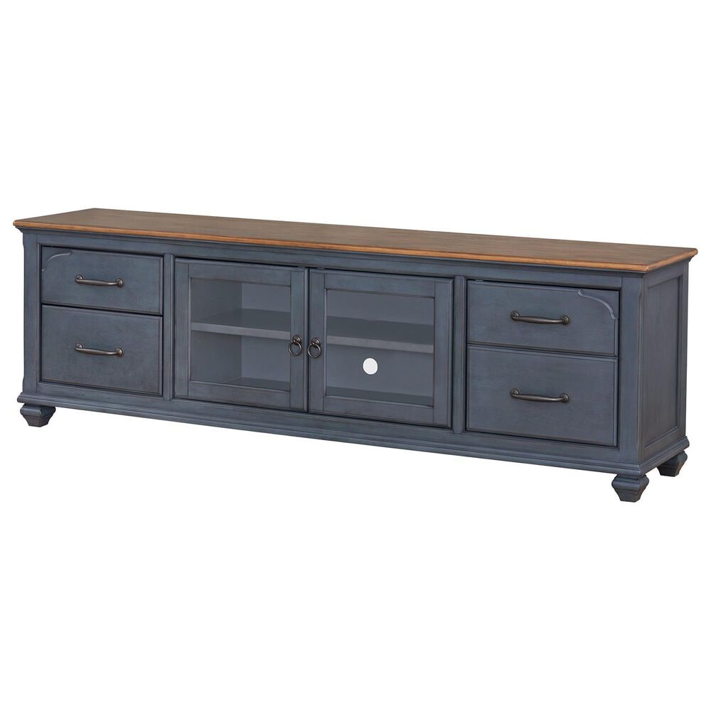 Legends Furniture Americana 84" TV Stand in Corduroy Blue and Brown, , large
