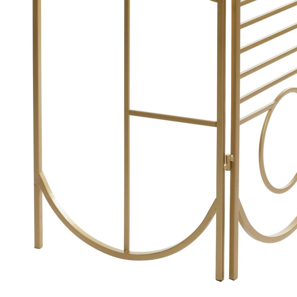 Maple and Jade 3-Panel Geometric Arched Room Divider Screen in Gold, , large
