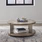 Belle Furnishings Harlow Round Cocktail Table in Sandstone and Satin Nickel, , large