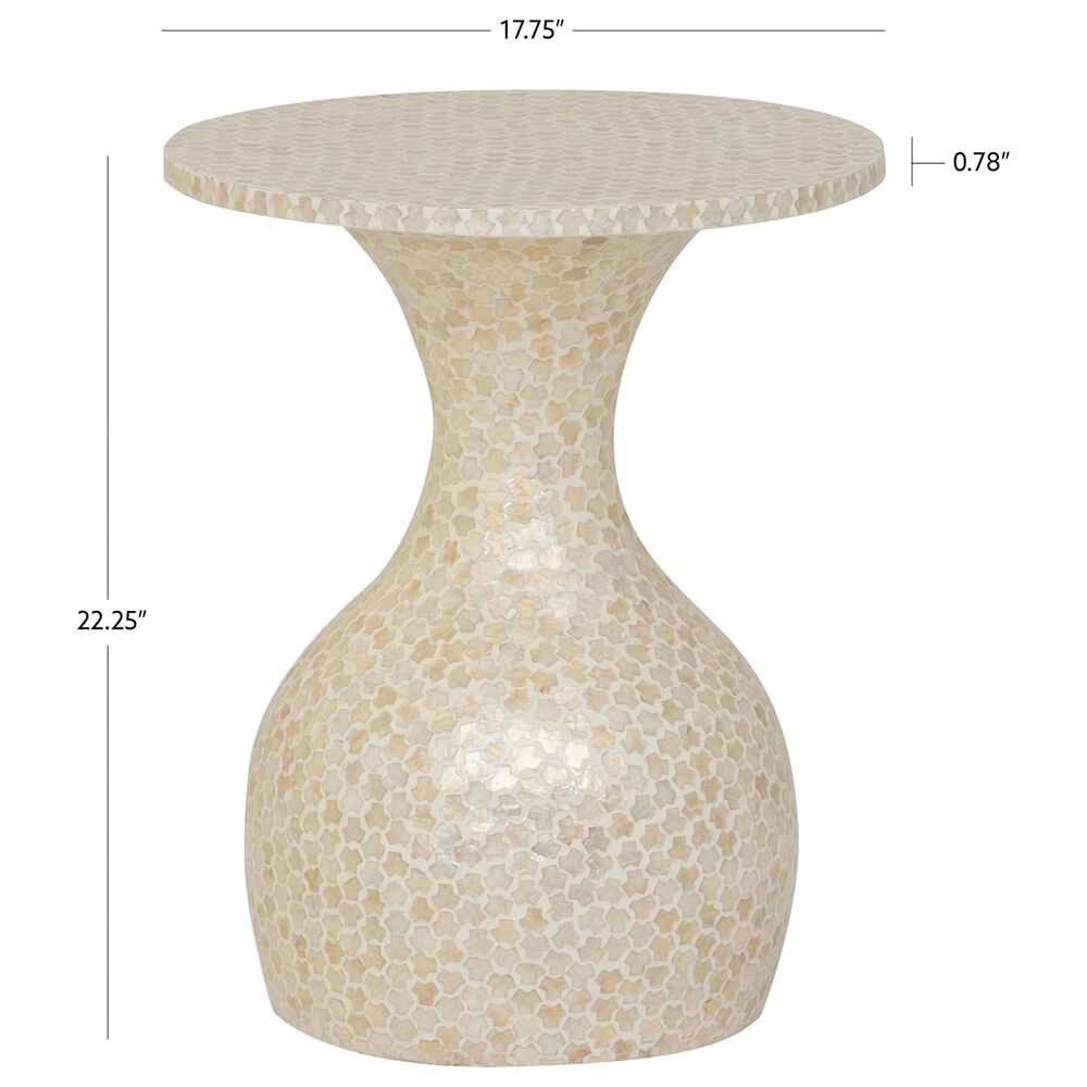 Linon Home Decor Peary Hourglass Side Table in Cream, , large