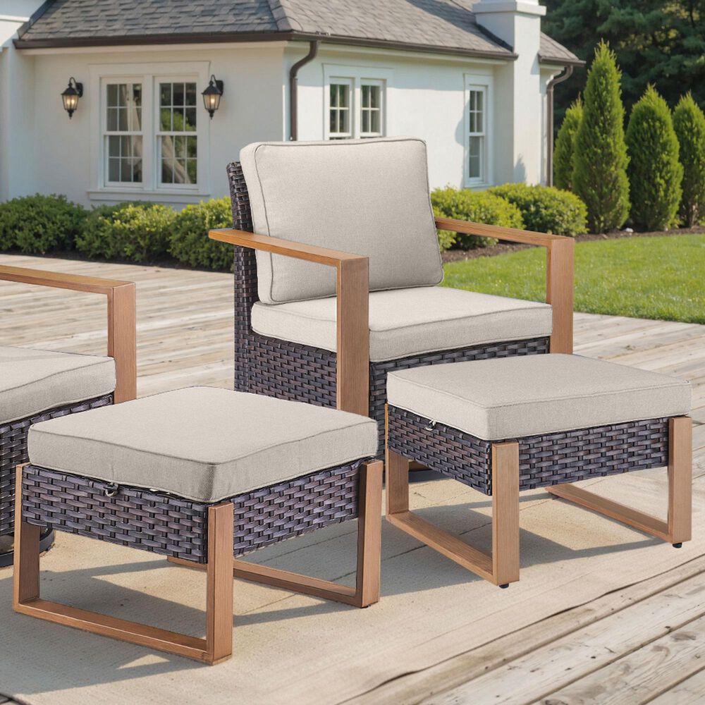 Sunwell Garden Patio Ottoman in Beige (Set of 2), , large