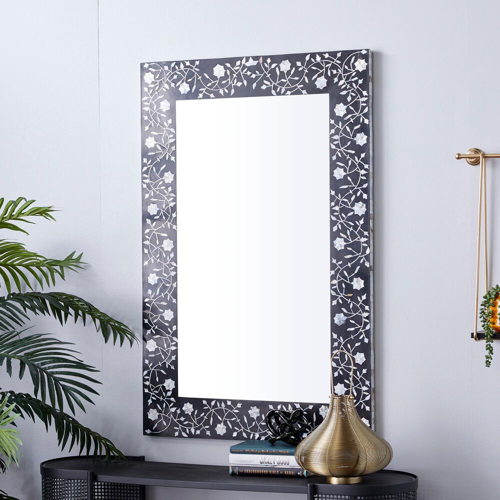 Maple and Jade 30&quot; x 47&quot; Wall Mirror in Black and White, , large