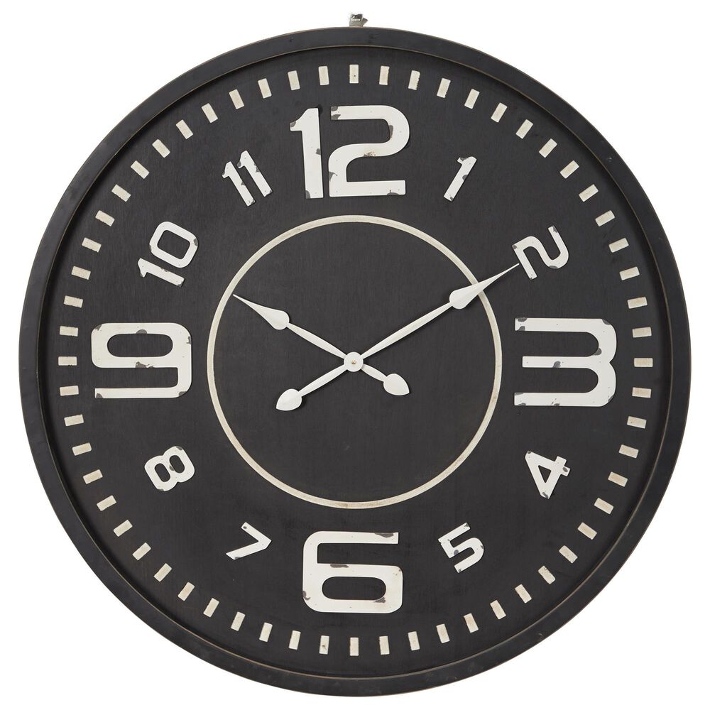 Maple and Jade 40" Modern Wood Wall Clock in Black, , large