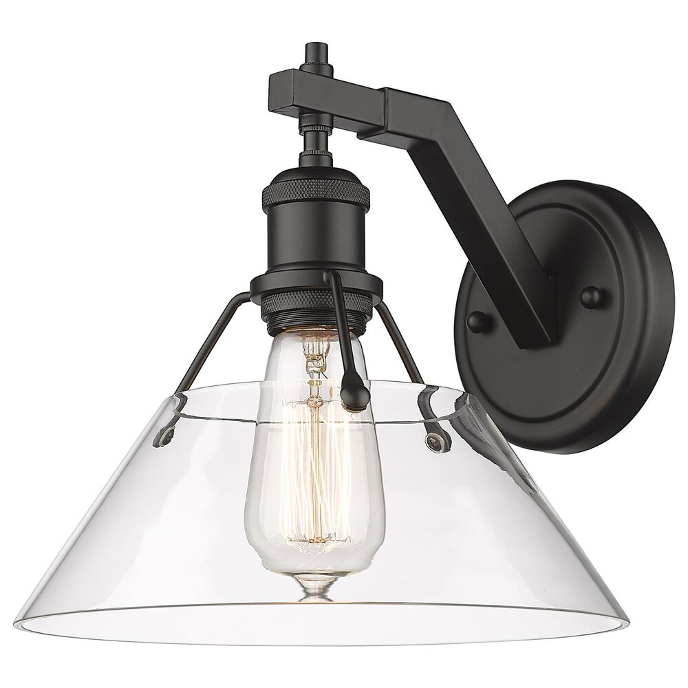 Golden Lighting Orwell 1-Light Wall Sconce with Clear Shade in Matte Black, , large