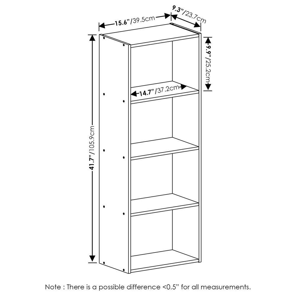 HOMLUX 4-Tier Open Shelf Bookcase in Blackwood, , large