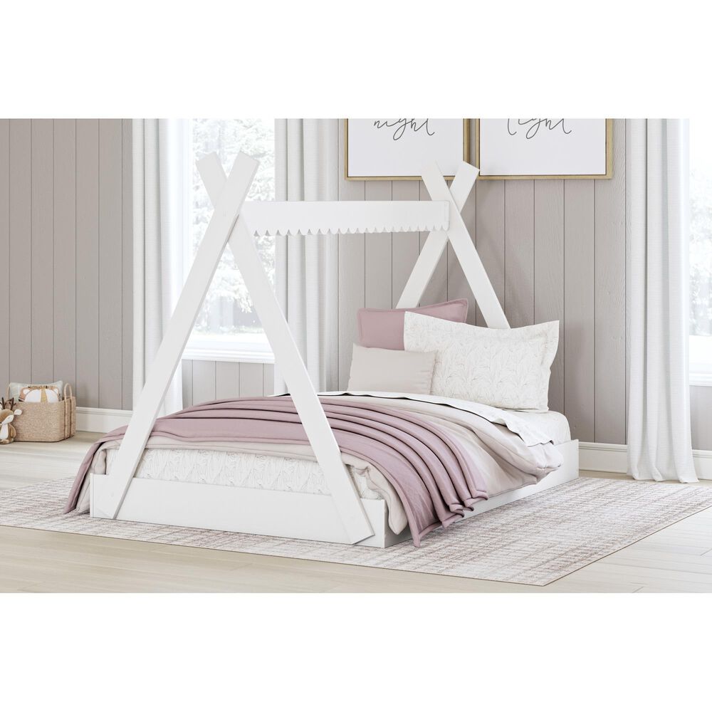 Ashley Hallityn Full Tent Bed in Matte White, , large