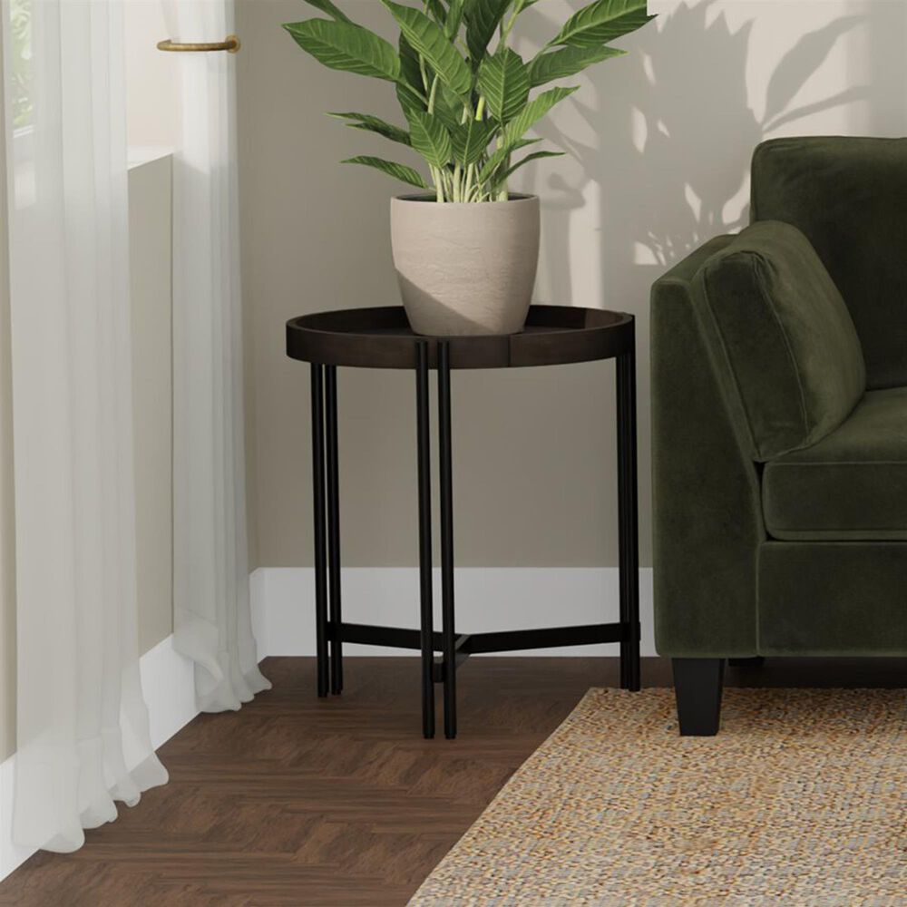 Golden Wave Furniture Huron Round Side Table in Dark Brown and Black, , large