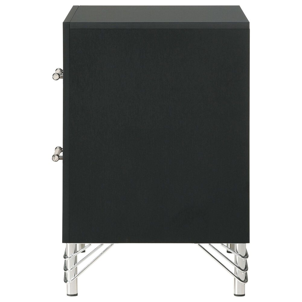 Coaster Lucia 2-Drawer Nightstand in Black and Chrome, , large