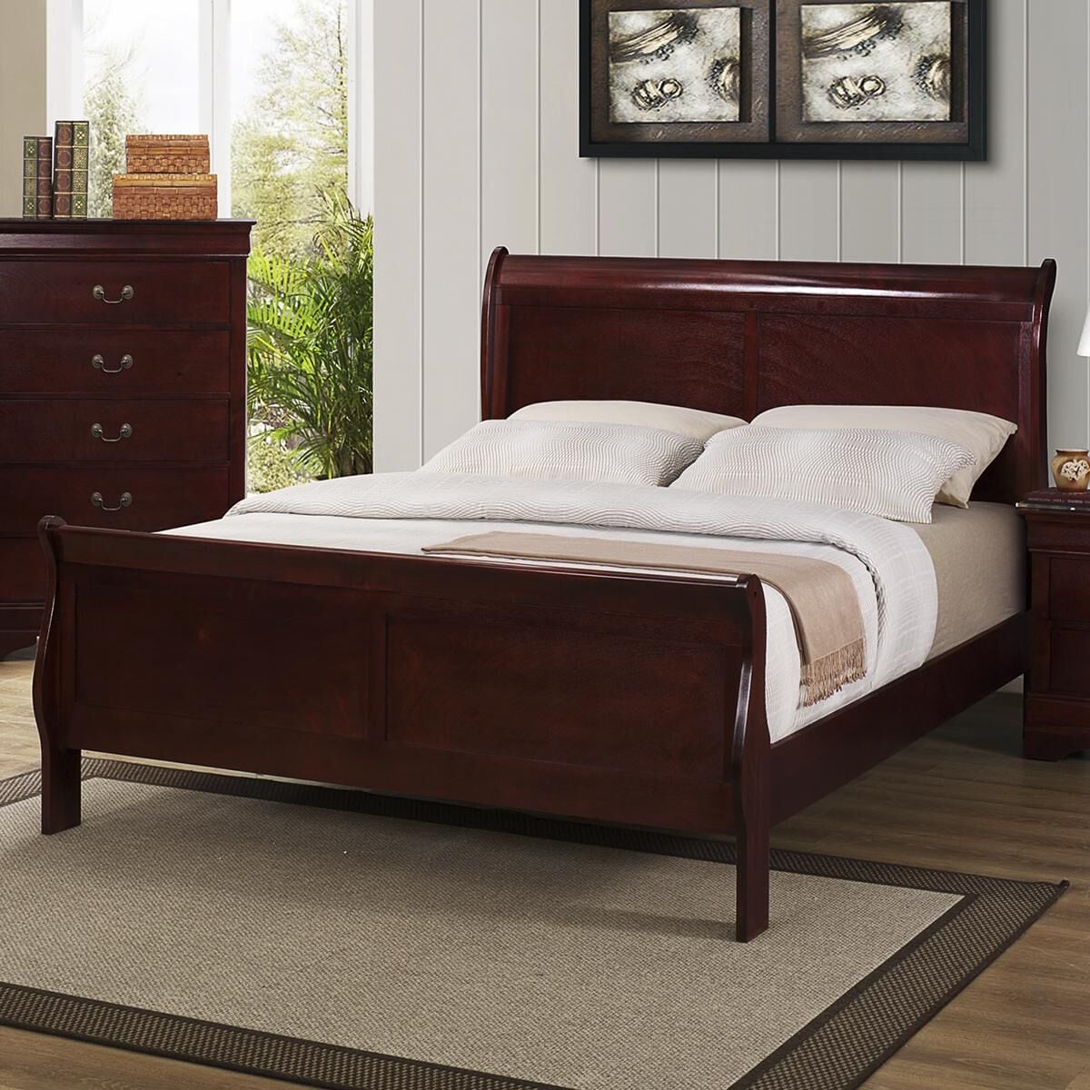 Cherry wood bed frame best sale king