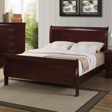 Crown Mark Louis Philip King Sleigh Bed in Cherry, , large