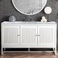 James Martin Vanities Athens 60" Single Bathroom Vanity in Glossy White with 3 cm Carrara White Marble Top and Rectangular Sink, , large