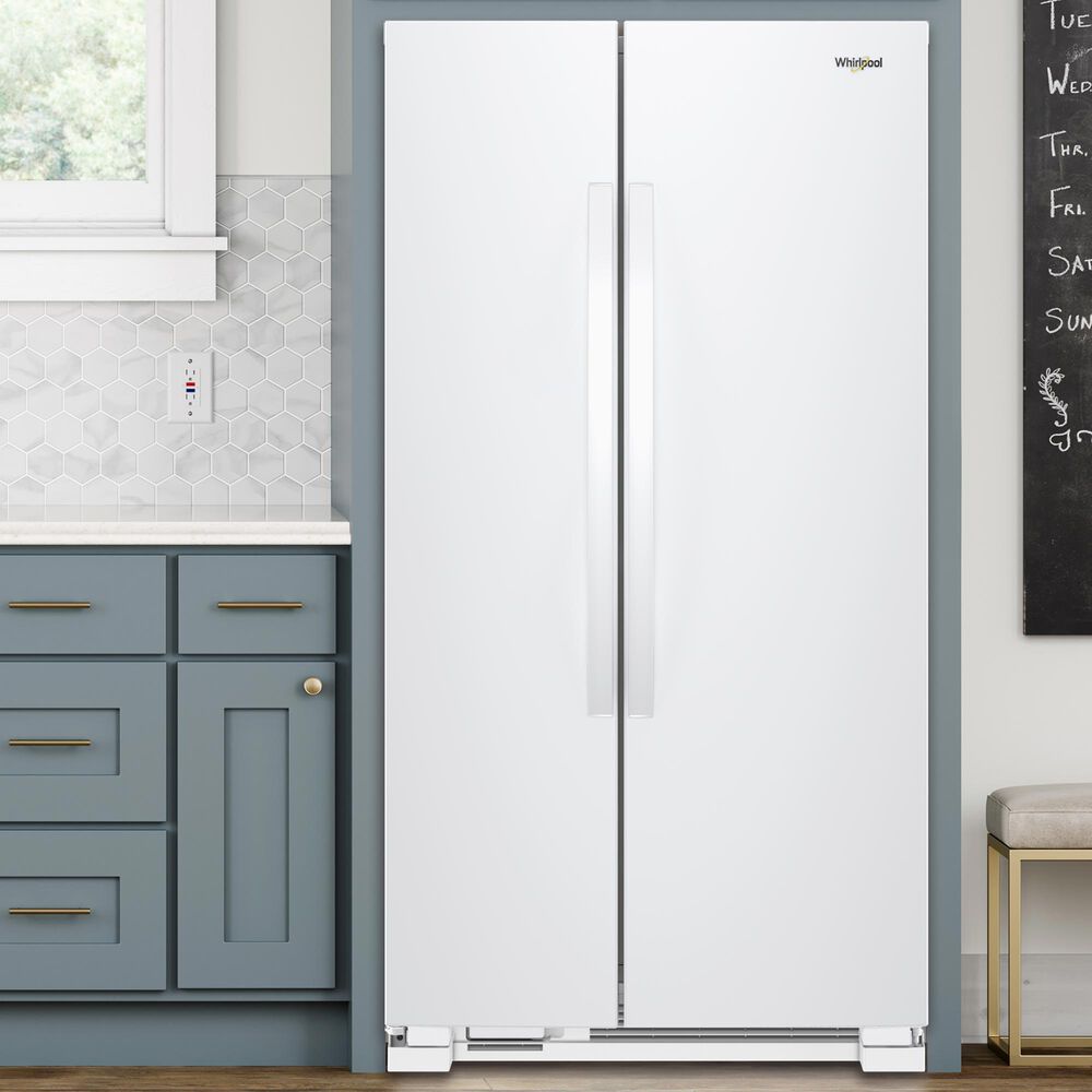 Whirlpool 22 Cu. Ft. Side-by-Side Refrigerator with Hidden Hinges in White, , large