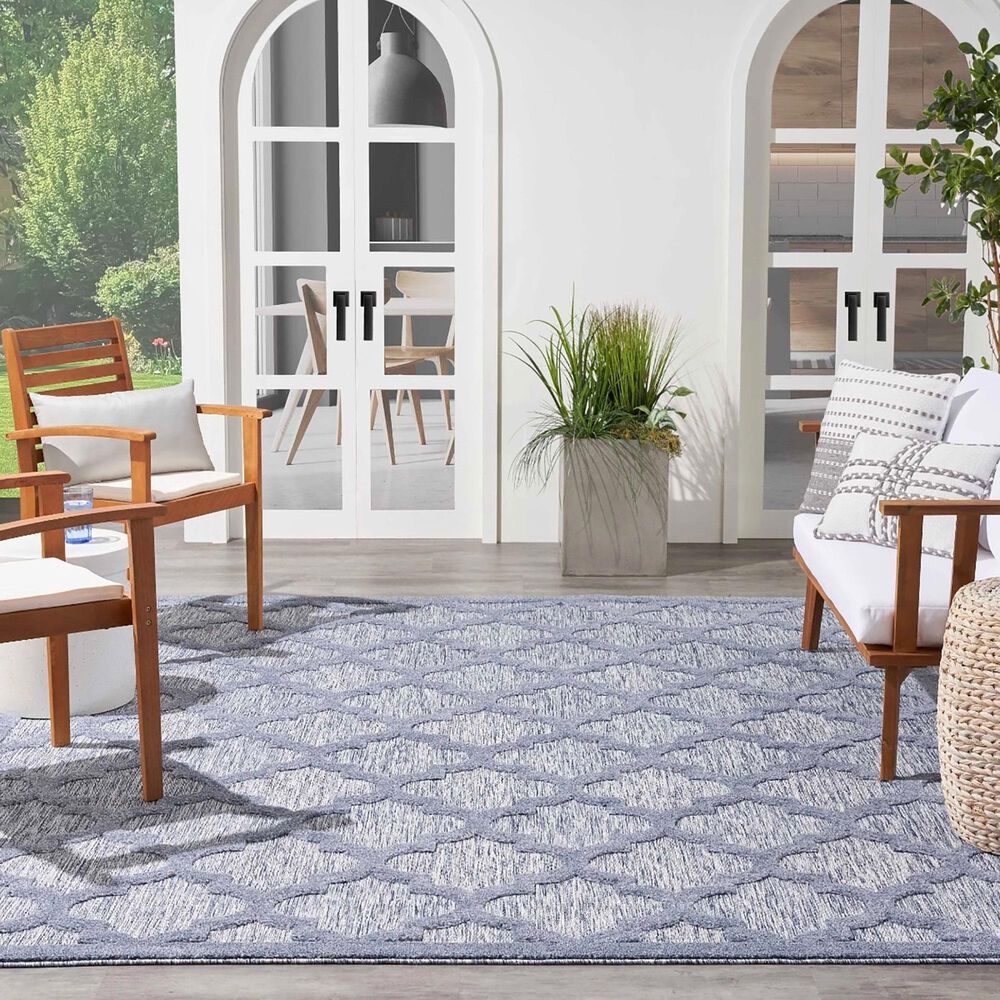 Nourison Easy Care 7&#39; x 10&#39; Denim Blue Indoor/Outdoor Area Rug, , large