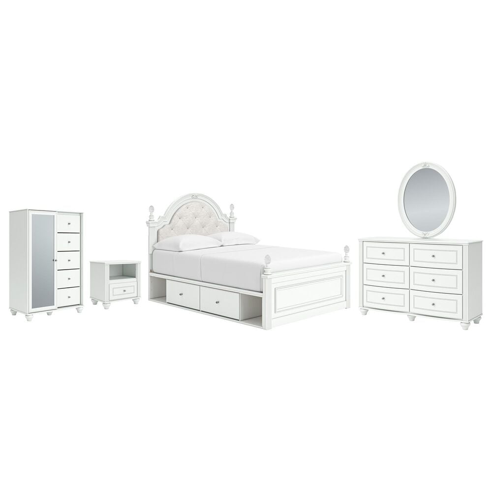 Ashley Kozlani 5-Piece Full Panel Storage Bedroom Set in Matte White, , large