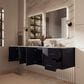 Lexora Home Geneva 84" Double Bathroom Vanity in Navy Blue with 2 cm White Carrara Marble Top and Rectangular Sinks, , large