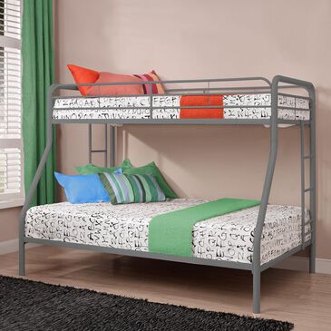 Dorel Twin Over Full Bunk Bed in Silver, , large