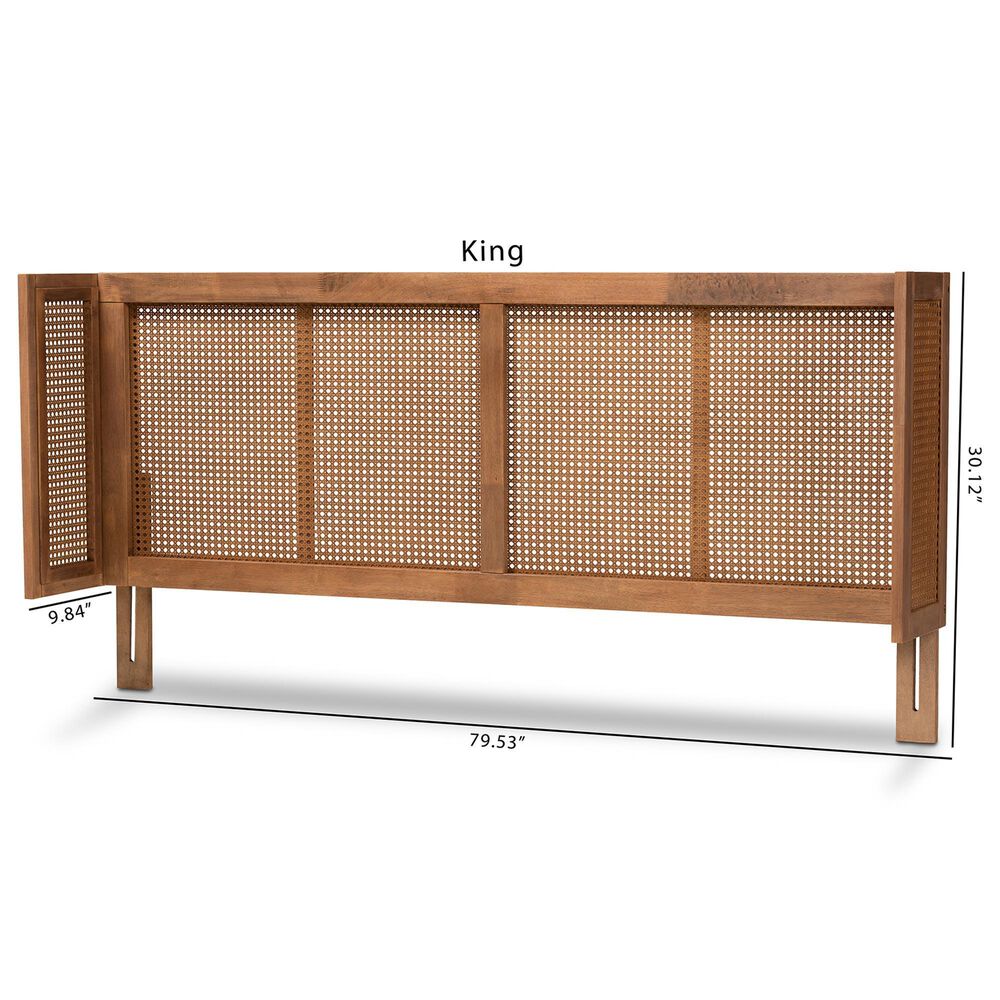 Baxton Studio Rina King Wingback Headboard in Ash Walnut, , large