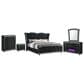 Pacific Landing Lorient 5 Piece King Wingback Bedroom Set with Flame Effect in Black Velvet, , large
