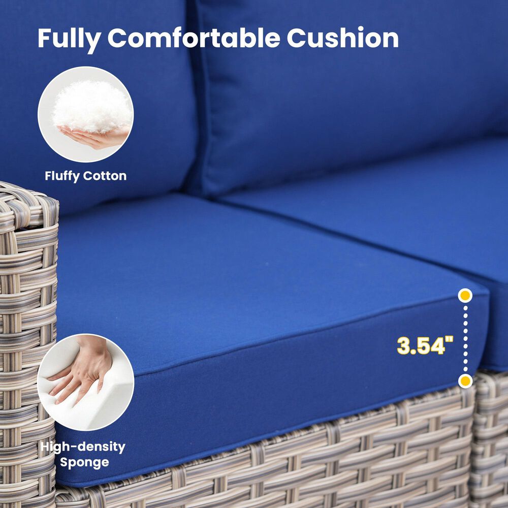 HOMLUX 8-Piece Outdoor Modular Sofa Conversation Set in Navy Blue, , large