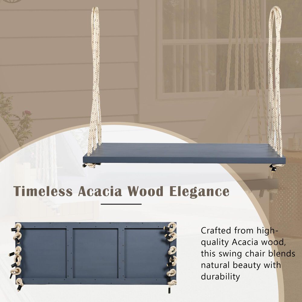 Hearth and Haven Topmax Outdoor Hanging Porch Swing Bench with Beige Cushion in Gray, , large
