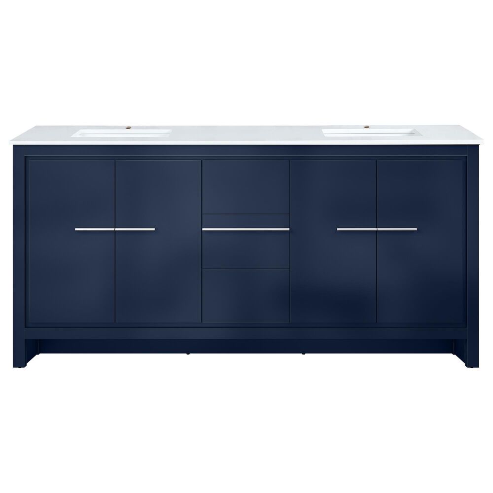 Lexora Home Lafarre 72&quot; Double Bathroom Vanity in Navy Blue with 2 cm White Cultured Marble Top and Rectangular Sinks, , large