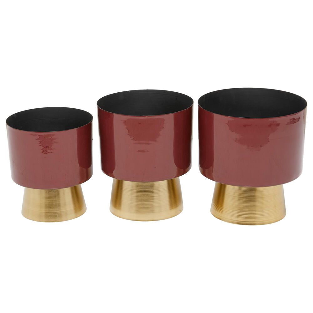 Maple and Jade Planter in Red, Black and Gold (Set of 3), , large