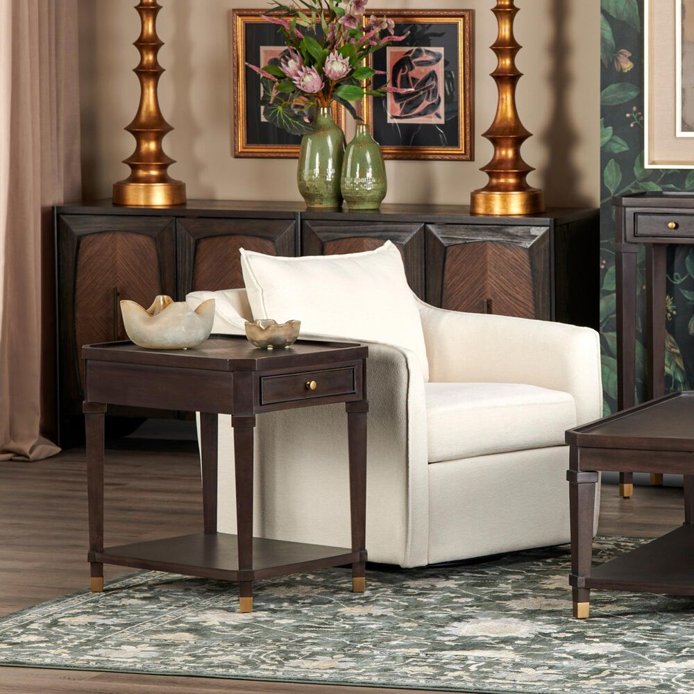 Slatehouse Carrington End Table in Dark Brown and Antique Gold, , large