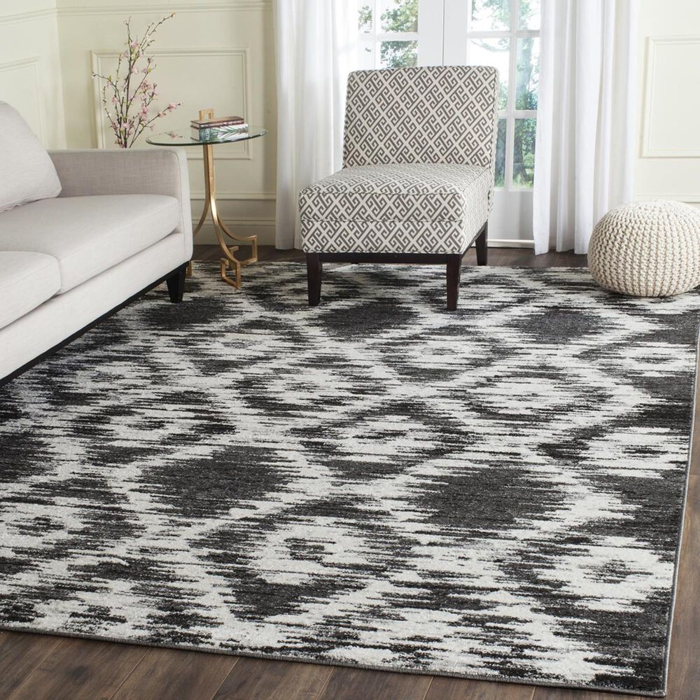 Safavieh Adirondack ADR118R-9 9" x 12" Charcoal/Ivory Area Rug, , large