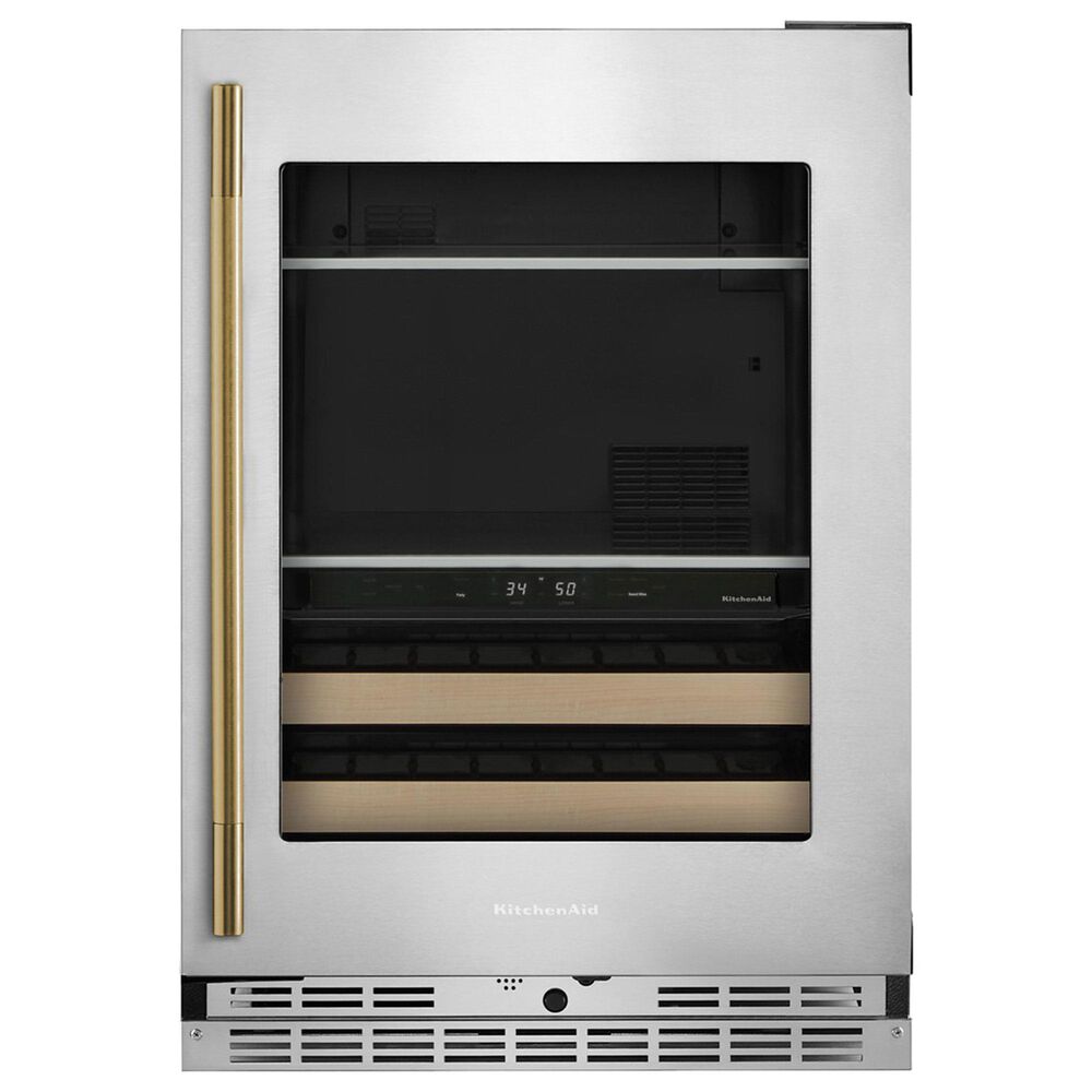 KitchenAid 4.8 Cu. Ft. Right Hinge Beverage Center with Wood Front Racks in PrintShield Stainless Steel, , large