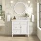 James Martin Vanities Lorelai 36" Single Vanity in Bright White with 3 cm Arctic Fall Solid Surface Top, , large