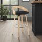 Armen Living Sonia Swivel Bar Height Stool with Black Upholstery in Oak, , large