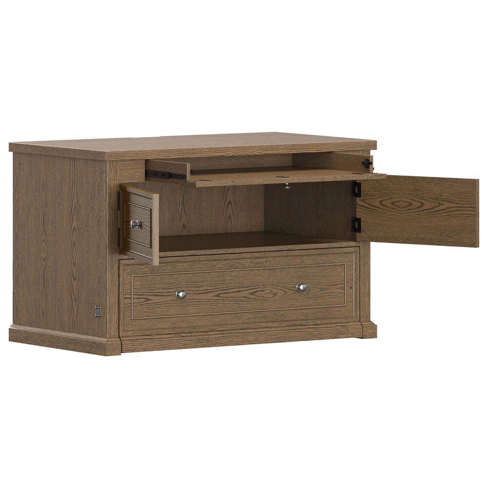 Richlands Furniture Soren Wood Twin 2 Door Desk Dream Console with Mattress and Cover in Light Oak, , large