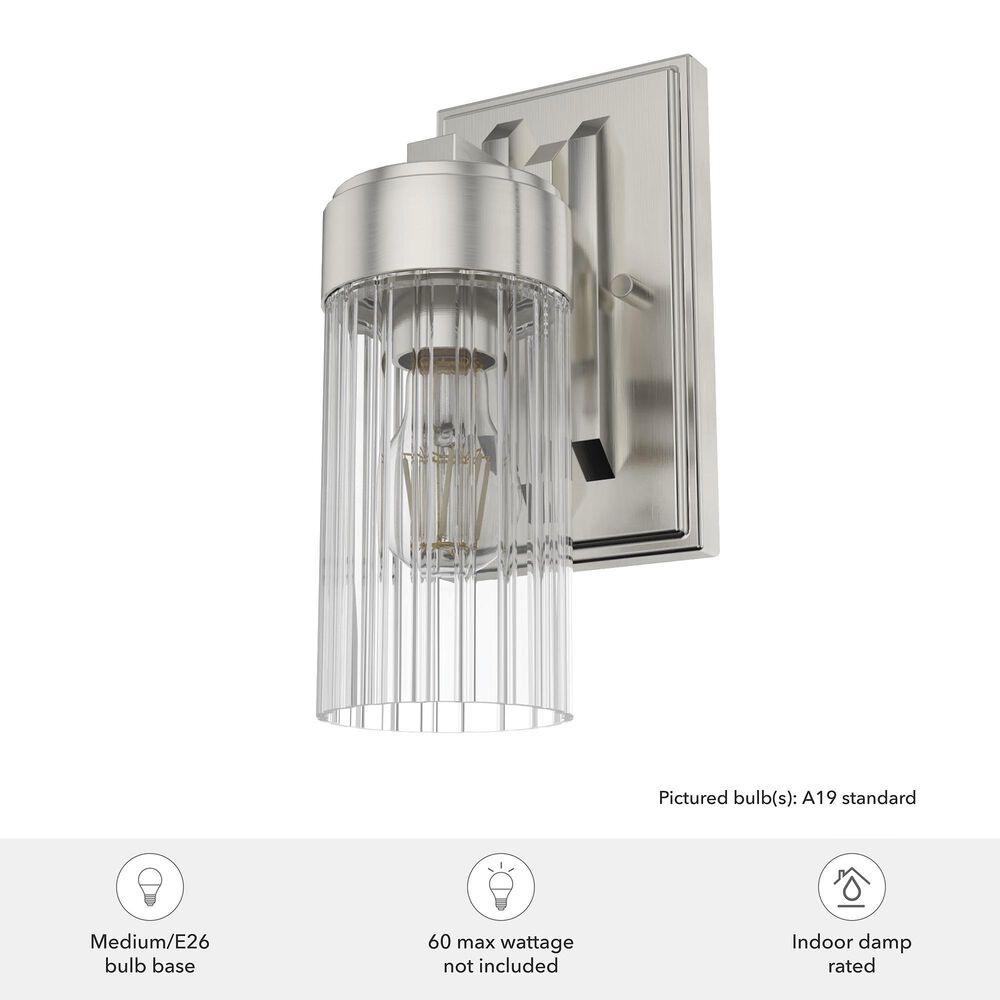 Hunter Gatz 1-Light Wall Sconce in Brushed Nickel, , large