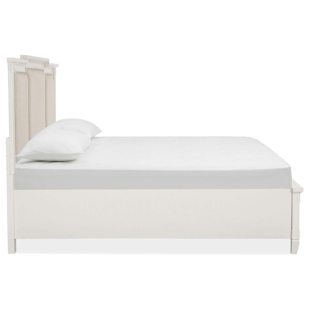Nicolette Home Willowbrook Queen Storage Bed with Upholstered Headboard with Two Nightstands in Egg Shell White, , large