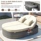 HOMLUX 2-Person Outdoor Daybed with Adjustable Backrests and Foldable Cup Trays in Beige, , large