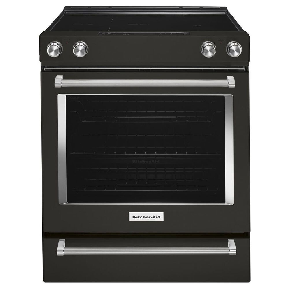 KitchenAid 30" Electric SlideIn Convection Range in Black Stainless